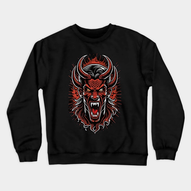 Red Devil Crewneck Sweatshirt by DeathAnarchy